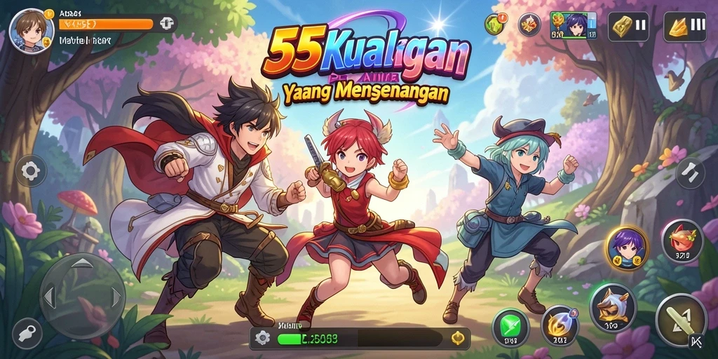 Screenshot gameplay <strong>55KBET</strong> menunjukkan pertarungan yang intens dan karakter yang menarik.