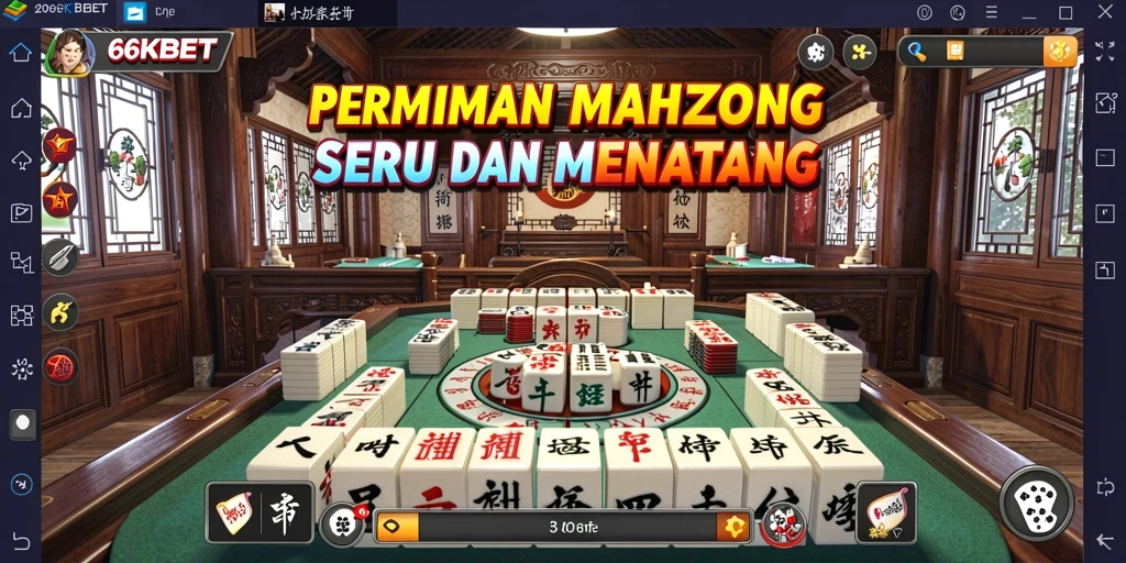 Screenshot gameplay Mahjong 66KBET yang menampilkan ubin dan papan permainan.
