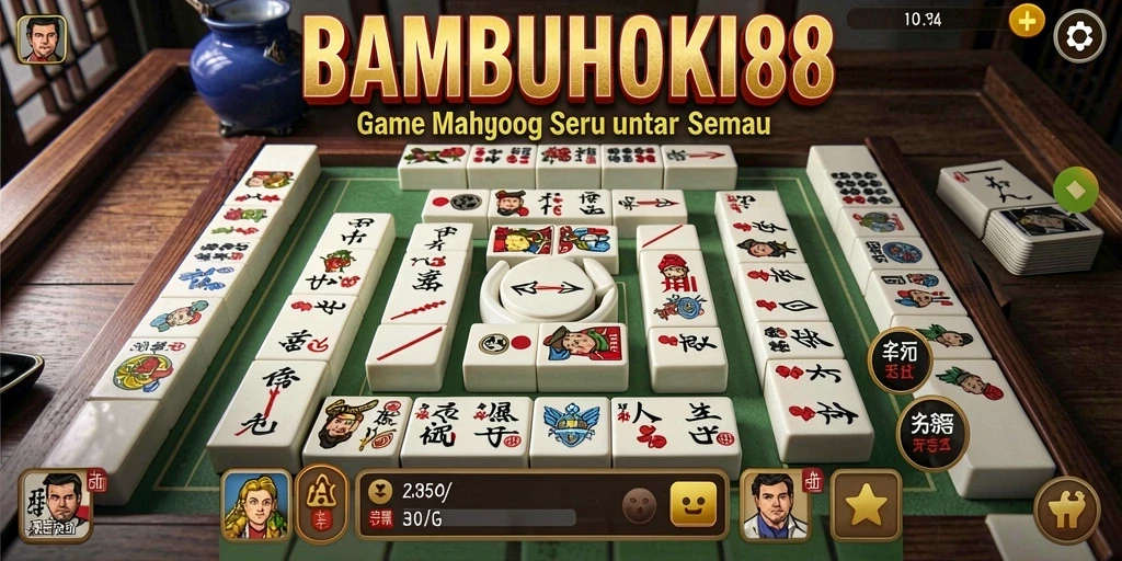 Tampilan gameplay menarik BAMBUHOKI88 dalam aksi Mahjong.