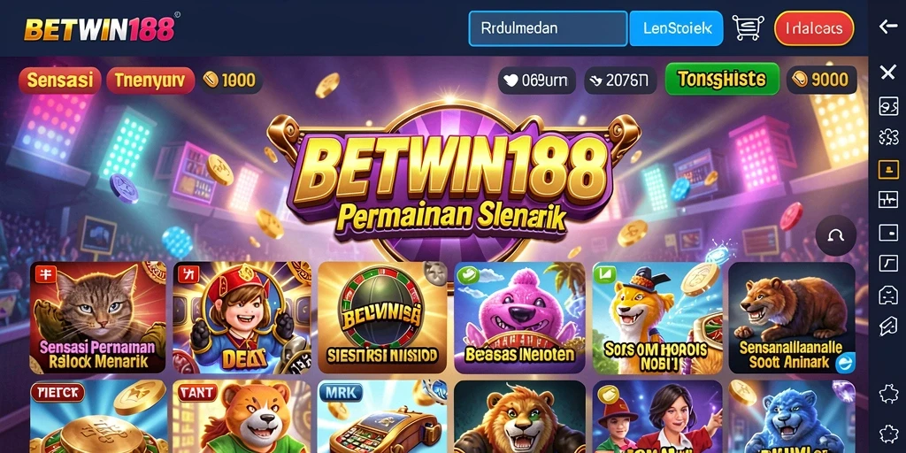 Tampilan utama dari gameplay menarik di BETWIN188 yang menggambarkan mesin slot.
