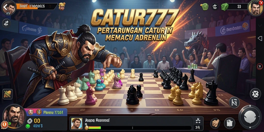 Screenshot dari gameplay yang intens dan menarik dari CATUR777.