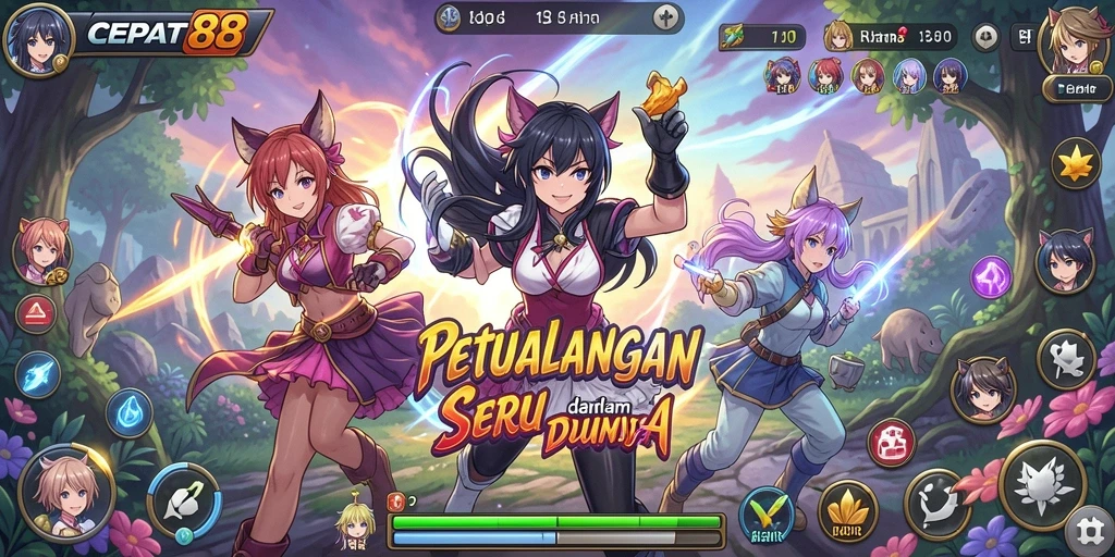 Tampilan menarik dari gameplay CEPAT88 dengan karakter anime yang beragam.