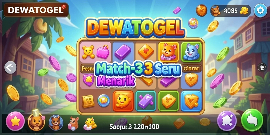 Gameplay menarik DEWATOGEL dalam aksi Match-3 yang seru.
