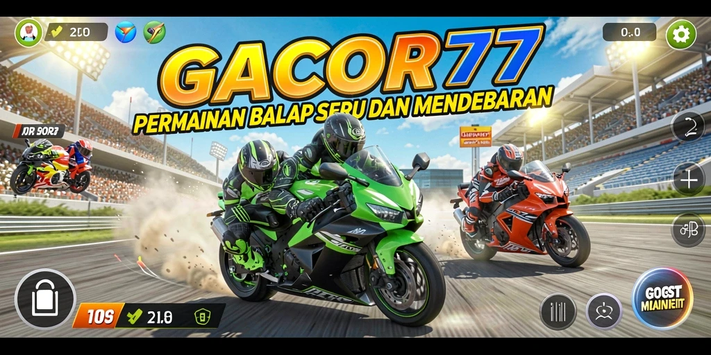 Tampilan gameplay seru GACOR77 dengan aksi balapan yang mendebarkan.