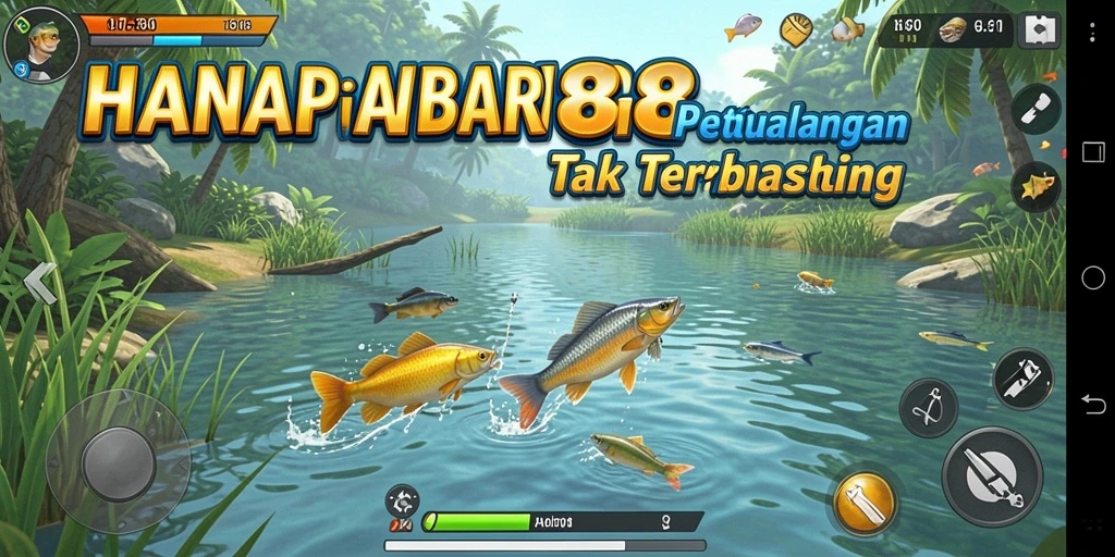 Tampilan gameplay HANABI88 dengan suasana memancing yang menakjubkan.