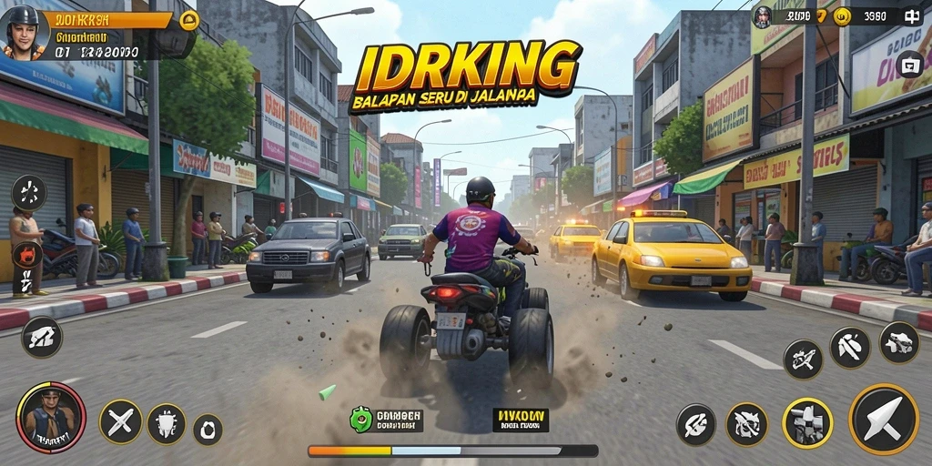 Tampilan seru dari gameplay balapan di IDRKING.
