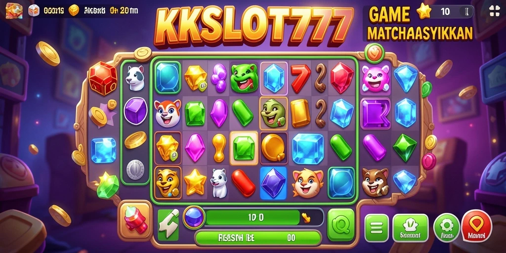 Cuplikan gameplay seru KKSLOT777 dengan tantangan Match-3.