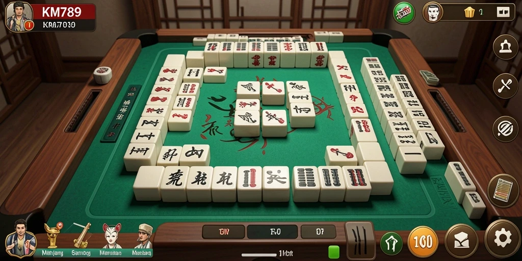 Screenshot gameplay <strong>KM789</strong> menampilkan momen seru saat menyusun kartu Mahjong.