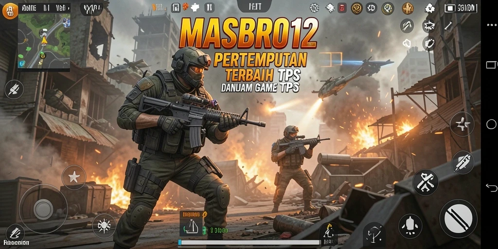 Screenshot utama dari gameplay seru di MASBRO12 yang menampilkan aksi TPS.