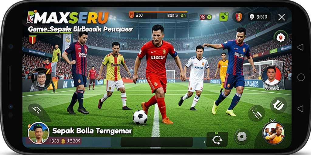 Tampilan grafis menakjubkan di gameplay sepak bola MAXSERU.