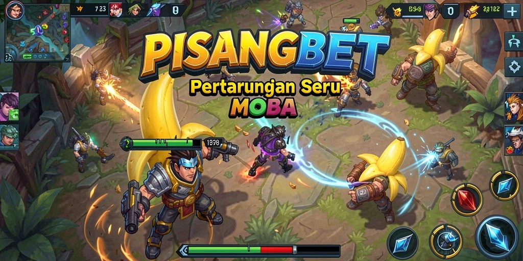 Tampilan gameplay PISANGBET yang intens dan seru di arena MOBA.
