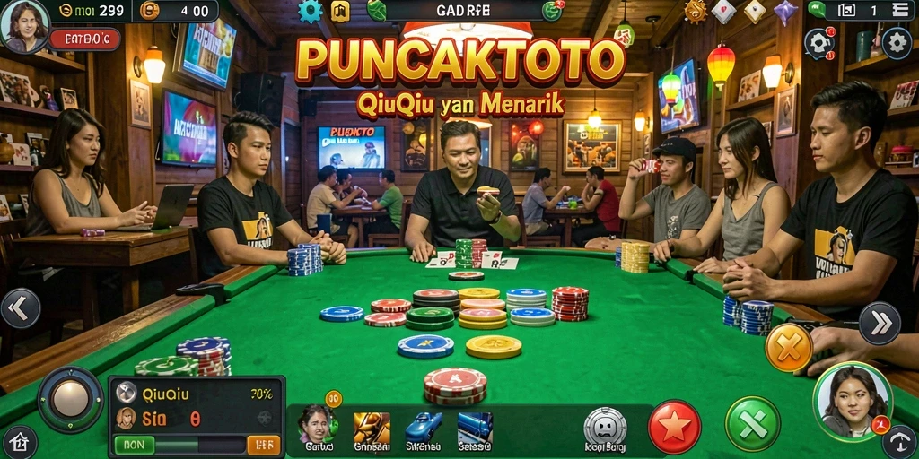 Screenshot menunjukkan aksi seru dalam permainan QiuQiu.