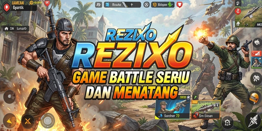 Tampilan gameplay seru dalam game Battle Royale REZIXO.