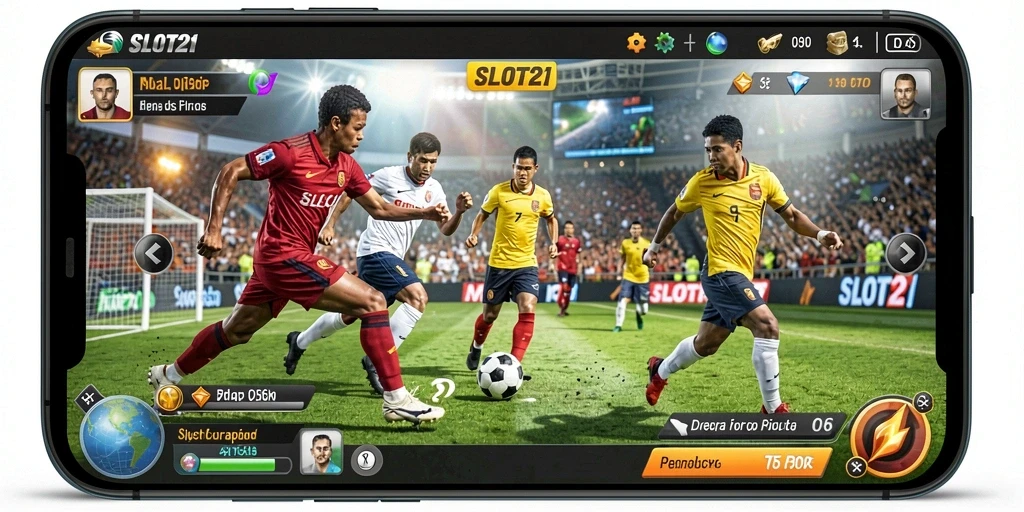 Tampilan utama gameplay SLOT21 dengan aksi olahraga seru.