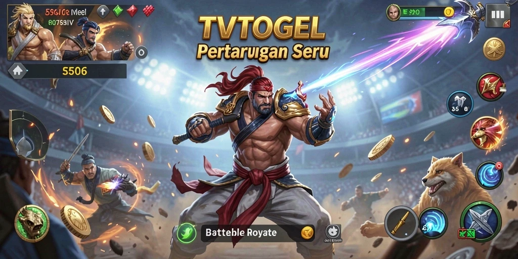 Screenshot TVTOGEL menampilkan aksi seru di medan perang Battle Royale.