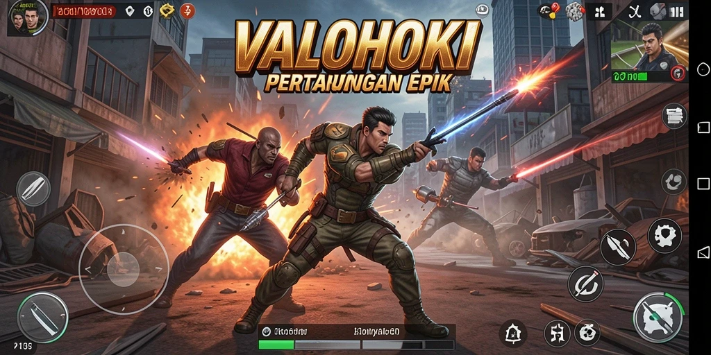 Tangkapan layar gameplay VALOHOKI menampilkan aksi pertarungan yang intens.