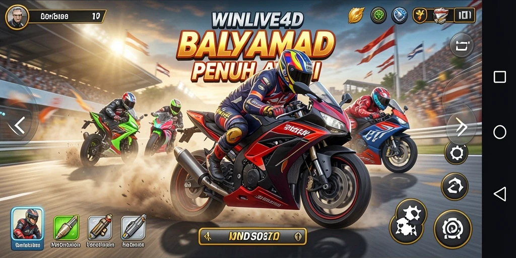 Gameplay balapan motor yang seru dan mendebarkan di WINLIVE4D.
