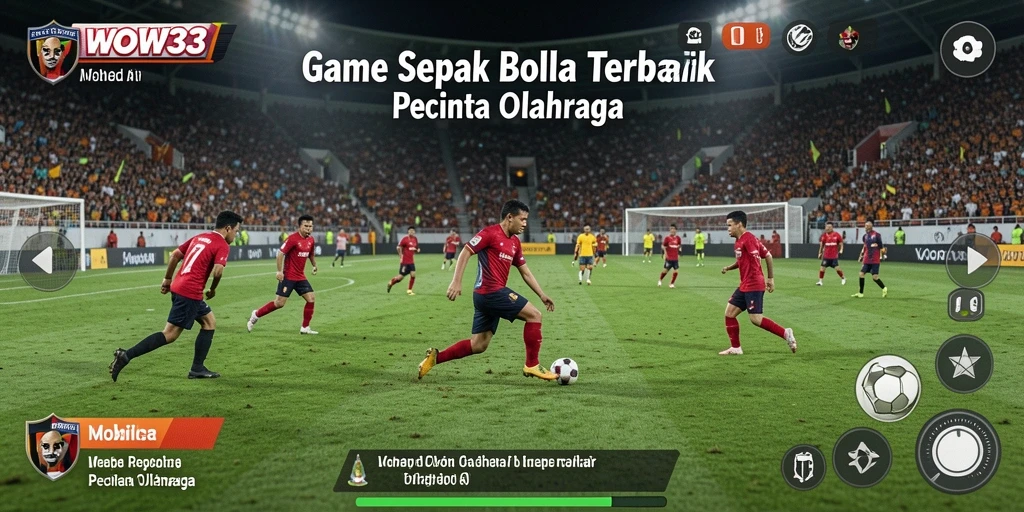 Screenshot menunjukkan aksi seru dalam permainan sepak bola.
